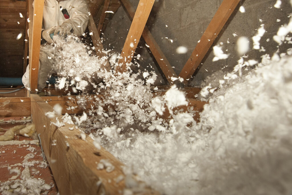 Insulation being installed