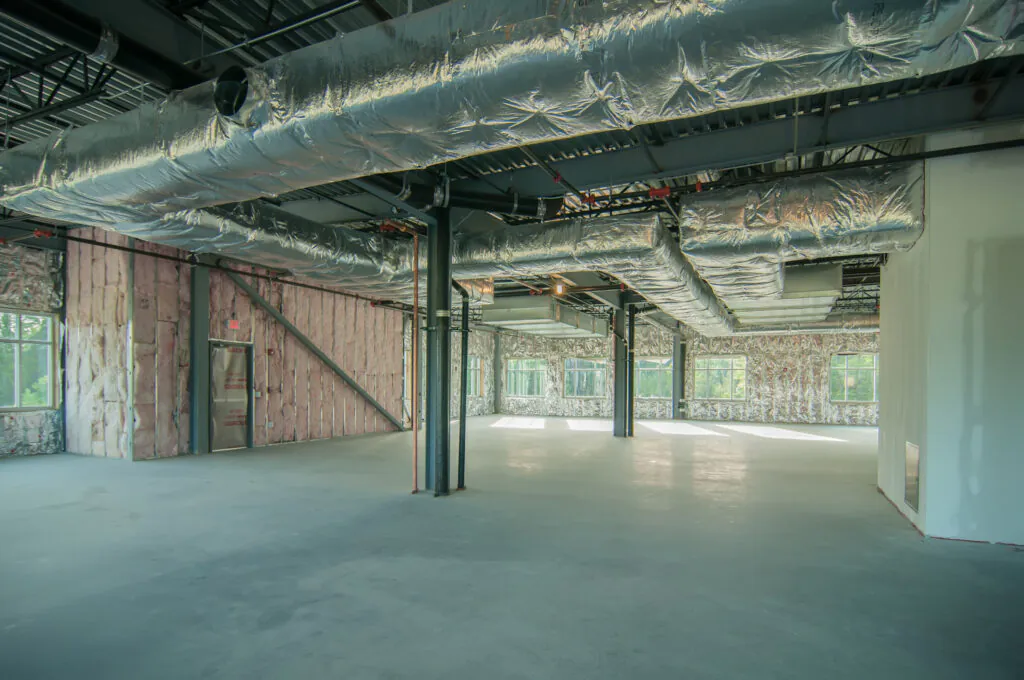 Empty industrial space with ductwork